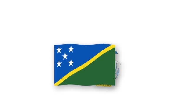 Κινούμενα Βίντεο Των Νήσων Σολομώντος Υψώνοντας Σημαία Και Έμβλημα Εισαγωγή — Αρχείο Βίντεο