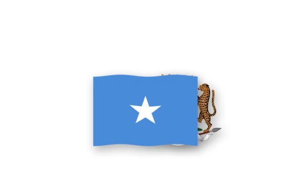Somália Vídeo Animado Levantando Bandeira Emblema Introdução Nome País Alta — Vídeo de Stock