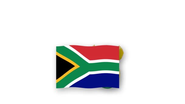 Jižní Afrika Animované Video Vztyčení Vlajky Emblém Zavedení Názvu Země — Stock video