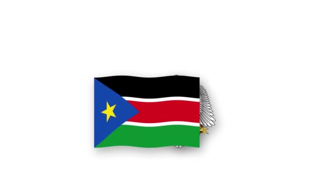 Південно Суданське Анімаційне Відео Підняття Прапора Герба Введення Назви Країни — стокове відео