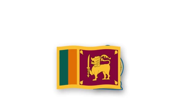 Σρι Λάνκα Κινουμένων Σχεδίων Βίντεο Υψώνοντας Σημαία Και Emblem Εισαγωγή — Αρχείο Βίντεο