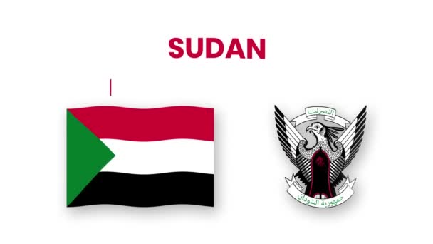 Σουδάν Κινουμένων Σχεδίων Βίντεο Υψώνοντας Σημαία Και Emblem Εισαγωγή Του — Αρχείο Βίντεο