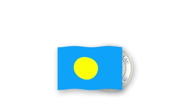Palau Κινούμενα Βίντεο Ανύψωσης Της Σημαίας Και Emblem Εισαγωγή Του — Αρχείο Βίντεο
