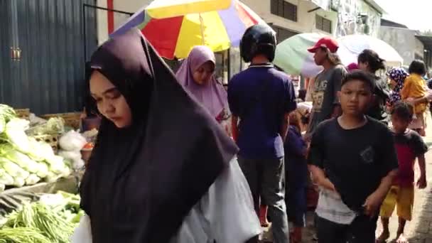 Lombok Indonésie Prosince 2023 Rušná Ranní Atmosféra Tradičním Trhu Pasar — Stock video