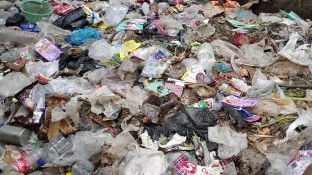 Lombok Indonésia Dezembro 2023 Pilhas Sacos Plástico Lixeiras Cheiram Pungente — Vídeo de Stock