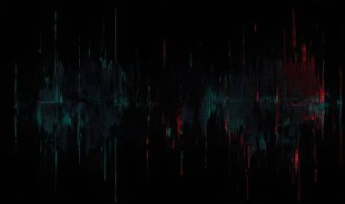 Dijital doku sinyal hata efektini gösterir, koyu arkaplanda soyut görsel gürültü