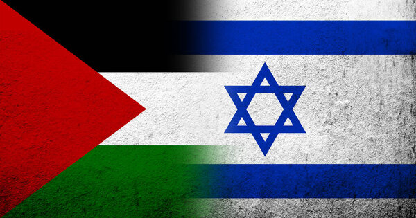 Флаг Палестины и Государства Израиль. Гранж-фон
