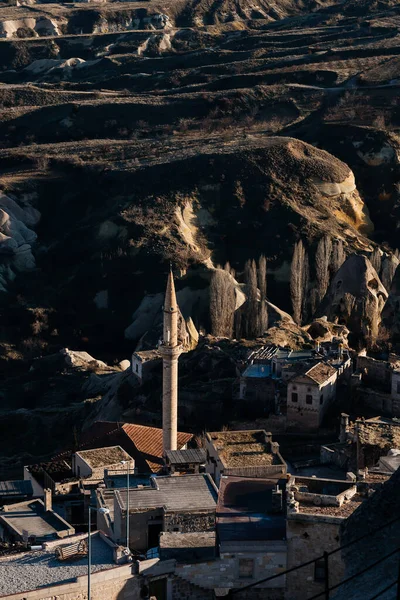Aerial View Minaret Houses Cappadocia Turkey — Stock Photo, Image