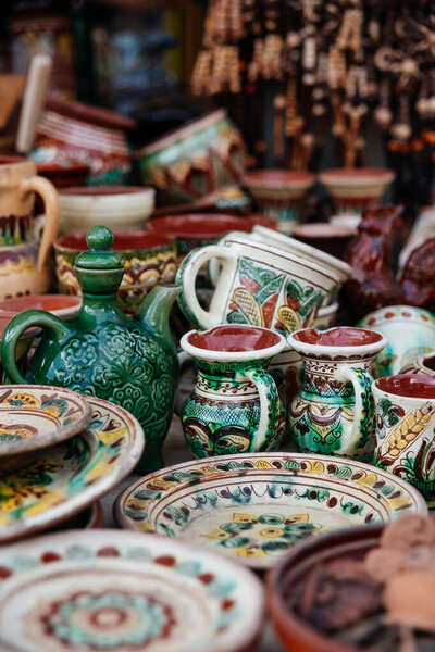 Handmade ceramic pottery in the Carpathian village 