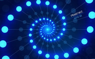 Fütürist soyut arka plan. Sunucu, internet, hız. Fütüristik tünel HUD. Soyut bir veri merkezi için hareketli grafikler .vektör çizer, eps10, kablo çerçevesi, koyu arkaplan