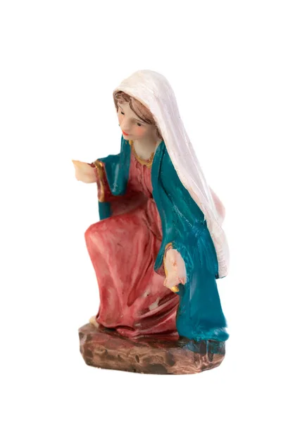 Beyaz Arka Planda Izole Edilmiş Bakire Meryem Seramik Figürü — Stok fotoğraf
