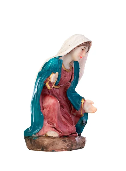 圣母玛利亚的陶瓷雕像 背景为白色 — 图库照片