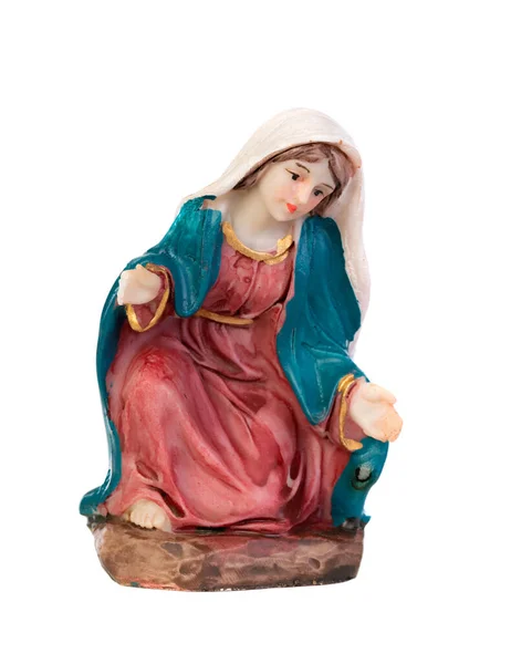 Керамическая Фигура Девы Марии Изолированы Белом Фоне Лицензионные Стоковые Фото