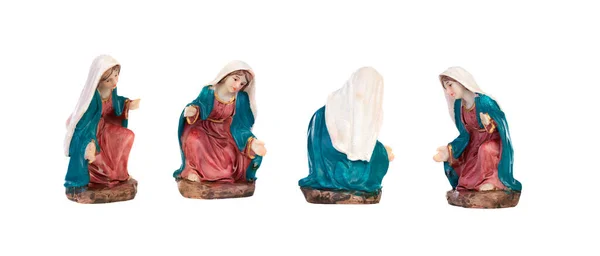 Figurine Céramique Vierge Marie Isolée Sur Fond Blanc — Photo