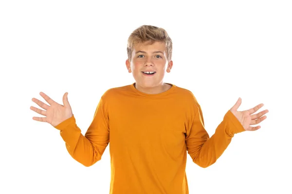 Teenager Shirt Orange Sur Fond Blanc — Photo