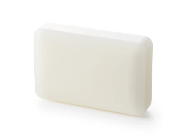Bílé Pevné Mýdlo Umístěné Bílém Pozadí — Stock fotografie