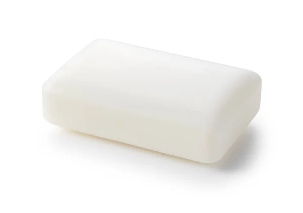 Λευκό Στερεό Σαπούνι Τοποθετημένο Λευκό Φόντο — Φωτογραφία Αρχείου