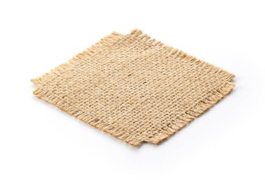 Coasters made of hemp placed on a white background. Crafts. 