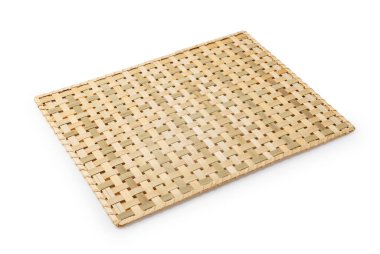 Luncheon mat made of bamboo on a white background. Crafts. Asia.