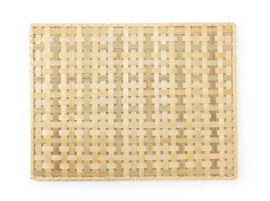 Luncheon mat made of bamboo on a white background. Crafts. Asia.