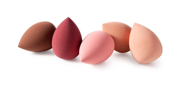 stock image An egg-shaped makeup sponge placed on a white background. 