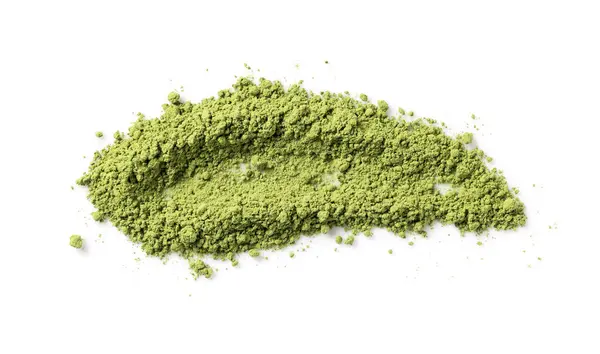 Matcha Grüner Tee Auf Weißem Hintergrund Matcha Puder Blick Von lizenzfreie Stockfotos