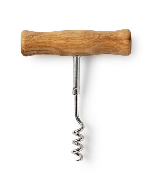 Деревянный штопор изолирован на белом фоне
.