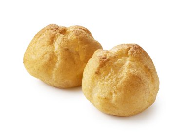 Beyaz arka plana kremalı puf yerleştirildi.