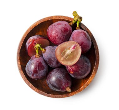 Taze Japon Pione Üzümleri Beyaz Arkaplanda İzole Edildi. Yukarıdan Görünüm.