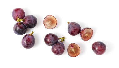 Fresh Japanese Pione Grapes Isolated on White Background.View from above. clipart