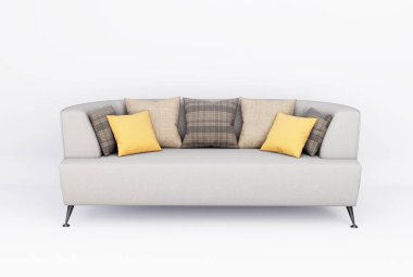 3d Furniture modern fabric round single sofa isolated on a white background with Clipping path, Decoration Design for living room., 3D Rendering