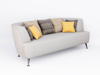 3d Furniture modern fabric round single sofa isolated on a white background with Clipping path, Decoration Design for living room., 3D Rendering