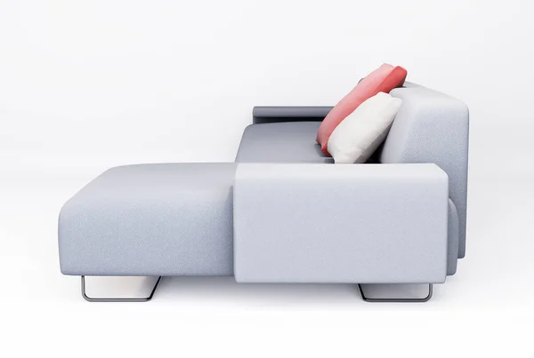 3D家具现代蓝色面料双沙发 白色底座隔离 带有裁剪路径 客厅装饰设计 3D渲染 — 图库照片