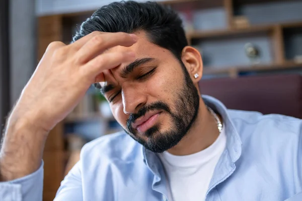 Businessman Suffering Headache Migraine Due Stress Caused Work Deadlines Professional — Stock fotografie