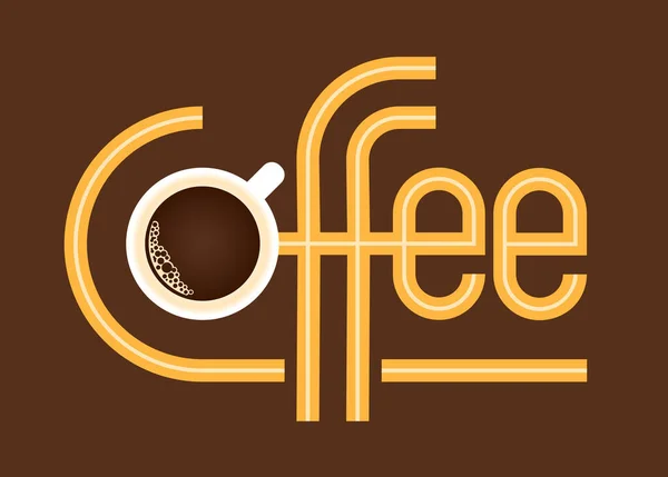 コーヒーベクトルイラストのロゴやバッジ アートデコのカスタムレタリングでコーヒーカップの絵 ブランディング ラベルに最適です — ストックベクタ