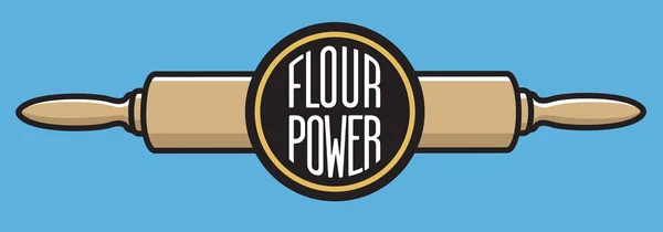 Flour Power Bakery Vector Illustration Logo Badge Circular Baking Brand — Stock Vector