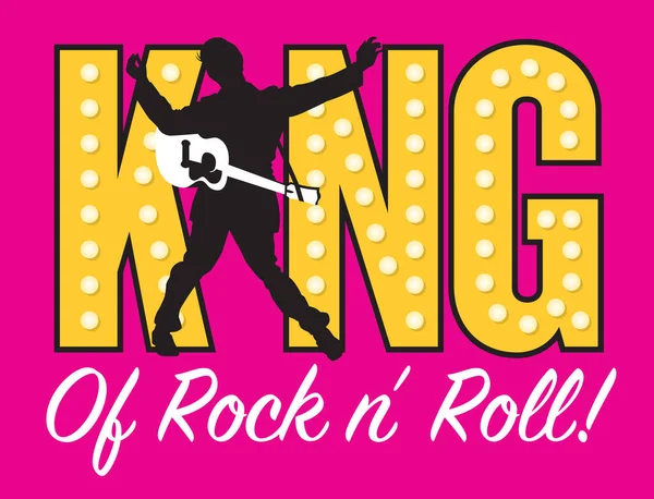 King Rock Roll Vector Illustration Logo Badge Silhouette Drawing Retro — 스톡 벡터