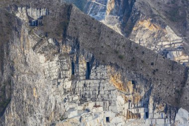 Beautiful scenery with marble quarry in Carrara region, Italy, with white marble blocks