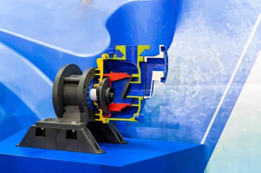 Çapraz kesit numune plastik iticiyi kapat ve volt haznesi konut merkezkaç pompası içinde detay