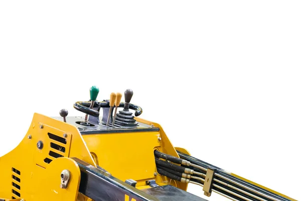 Close Lever Hand Controlling Joystick Mini Excavator Track Other Construction — Stock Photo, Image
