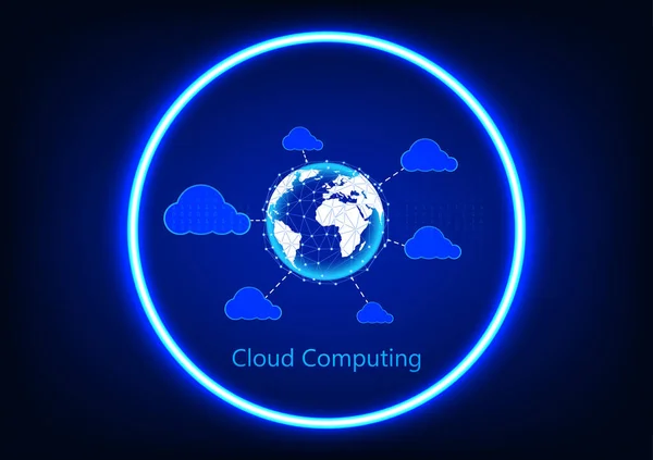 Concepto Ilustración Vectorial Cloud Computing Technology Style Background Text Digital — Vector de stock