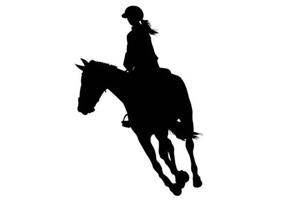 Gráficos Design Silhueta Cavalo Mulher Corrida Para Raça Isolado Fundo — Vetor de Stock