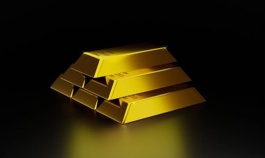 3d rendering Gold bars on black background concept forex trading in the investment of investors 