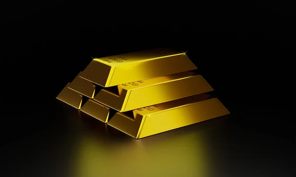 3d rendering Gold bars on black background concept forex trading in the investment of investors