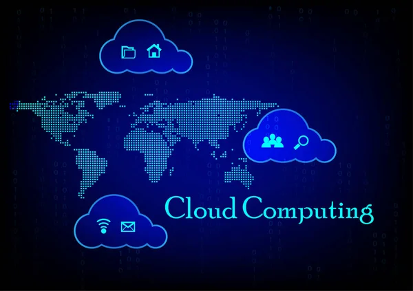 Concepto Computación Nube Con Globo Conectar Concepto Línea Cloud Computing — Vector de stock