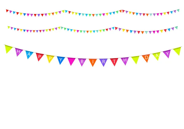 Vlaggen Feest Decoratie Voor Gelukkige Verjaardag Vlak Geïsoleerd Ontwerp Vector — Stockvector