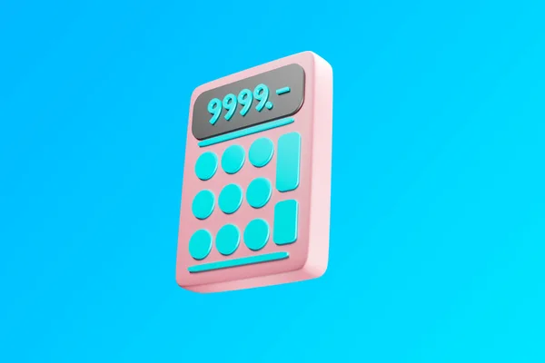 Calculator icon isolated on blue background. 3d rendering illust
