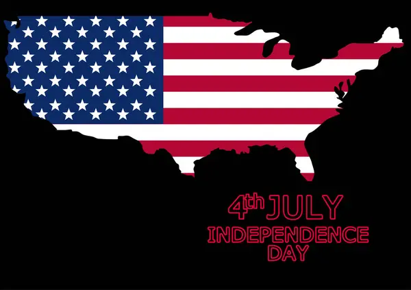 Metin Bağımsızlık Günü Illüstrasyon Vektörlü Amerikan Bayrak Haritası Vektörü — Stok Vektör