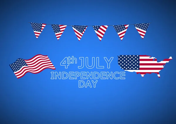 アメリカ国旗テキスト独立記念日ベクトルイラスト Blue Background — ストックベクタ