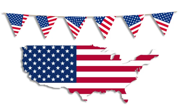 Usa Zászló Szövegfüggetlenségi Nap Elszigetelt Fehér Háttér Illusztráció — Stock Fotó